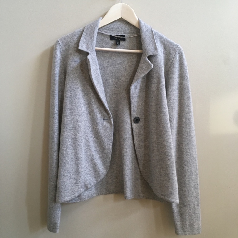 Charter Club- grey 💯% cashmere sweater blazer, M